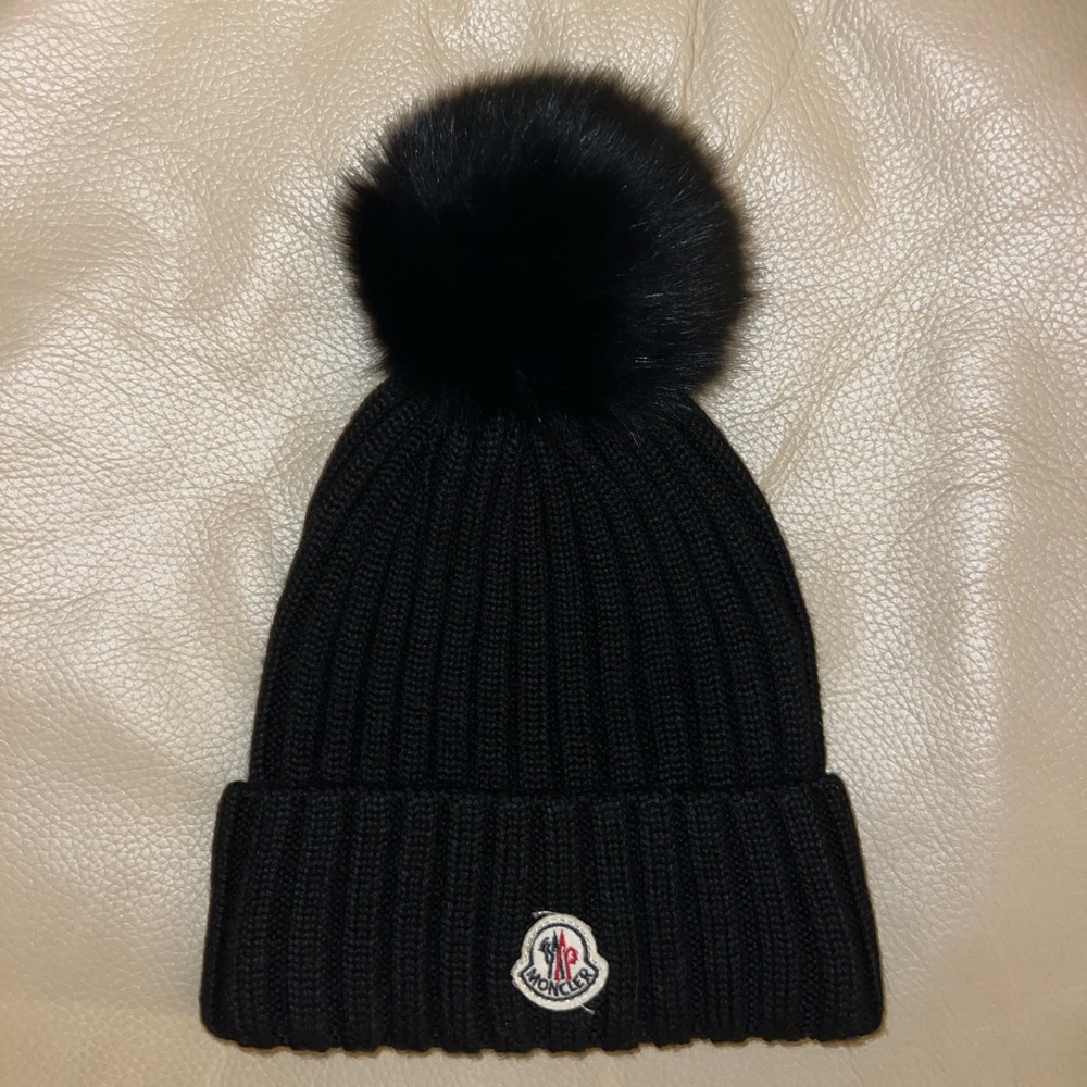 MONCLER Fur-Trimmed Ribbed-Knit Wool Beanie